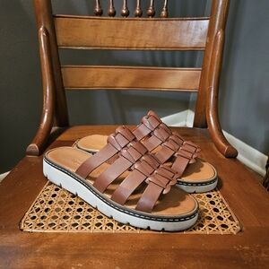 Huaraches By BearPaw Brown Leather Sandals/Slides 5/5.5 Anthropologie JCREW